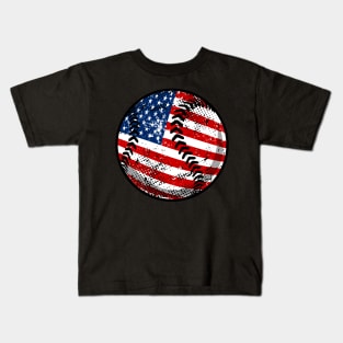 Baseball American Flag 4Th Of July Kids T-Shirt